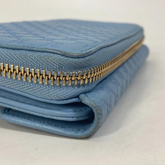 Auth GUCCI 449364 Micro Guccissima Zip Around Long Wallet Leather Light blue - Picture 9 of 16